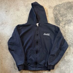 Coca-Cola Faded Black Zip-up Hoodie Medium